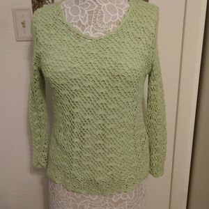 Light green crochet long sleeve top.